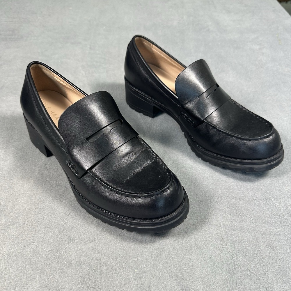 Cole Haan Black Leather Penny Loafers
